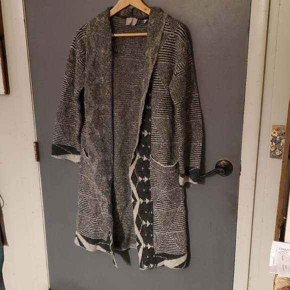 Cyrus Sweaters - Cyrus Gray Cardigan Sweater with Open Front and Shawl Collar